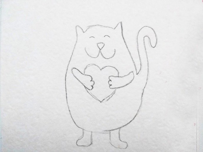 Рисуем котика акварелью