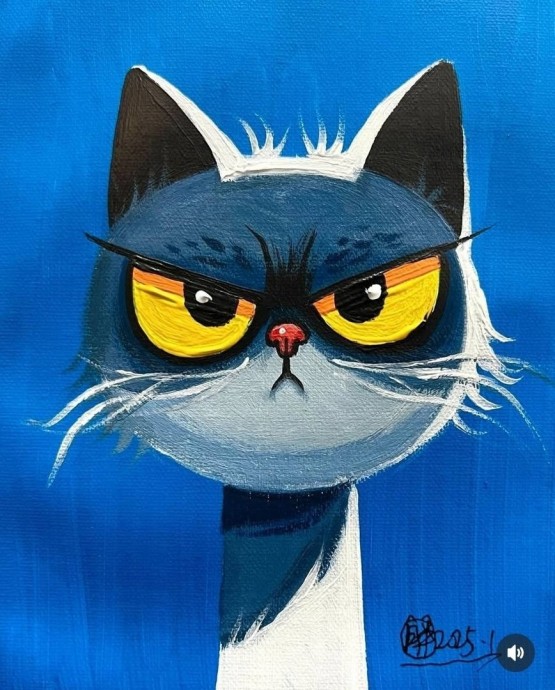 ​Рисуем серьезного котика