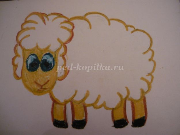 Аппликация "Овечка" из природного материала: часть 1