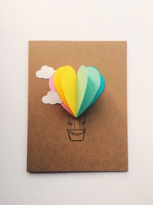 Очаровательная открытка с воздушными шарами из сердечек
