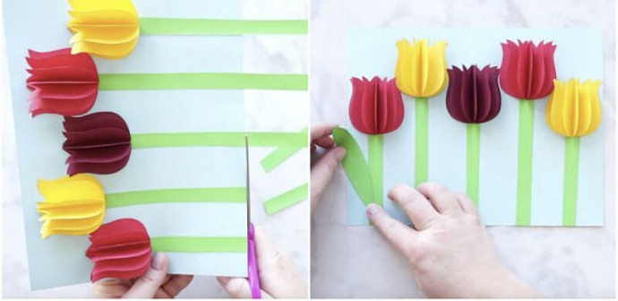 Творчество с детьми: тюльпаны из бумаги
