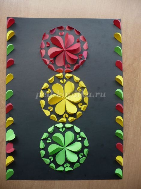Цветочный светофор из бумаги Цветочный светофор из бумаги