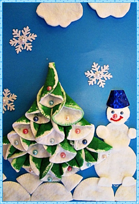 Идеи для зимних аппликаций с использованием ватных дисков Идеи для зимних аппликаций с использованием ватных дисков