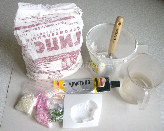 Жемчужная овечка из гипса детскими руками: часть 1 Жемчужная овечка из гипса детскими руками: часть 1