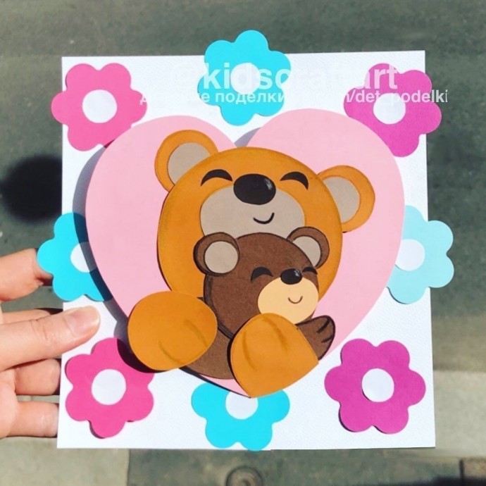 Детские поделки и аппликации: :Мама-мишка с медвежонком"