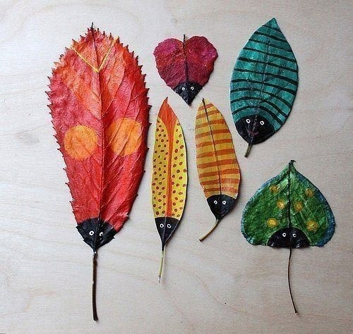 Рисование на листьях