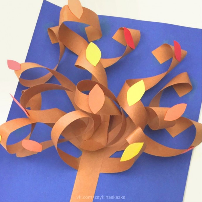 ​Объёмное дерево из цветной бумаги