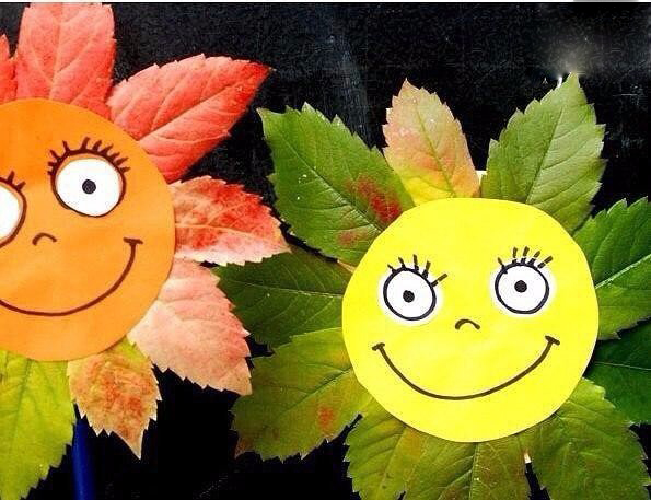 Цветочки из осенних листьев Цветочки из осенних листьев