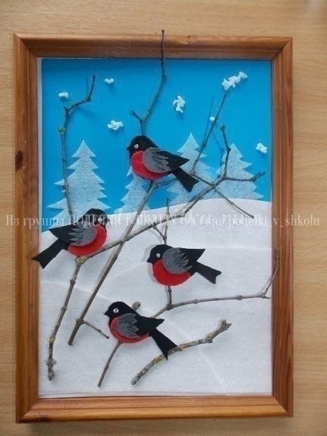 Панно "Снегири зимой" Панно "Снегири зимой"