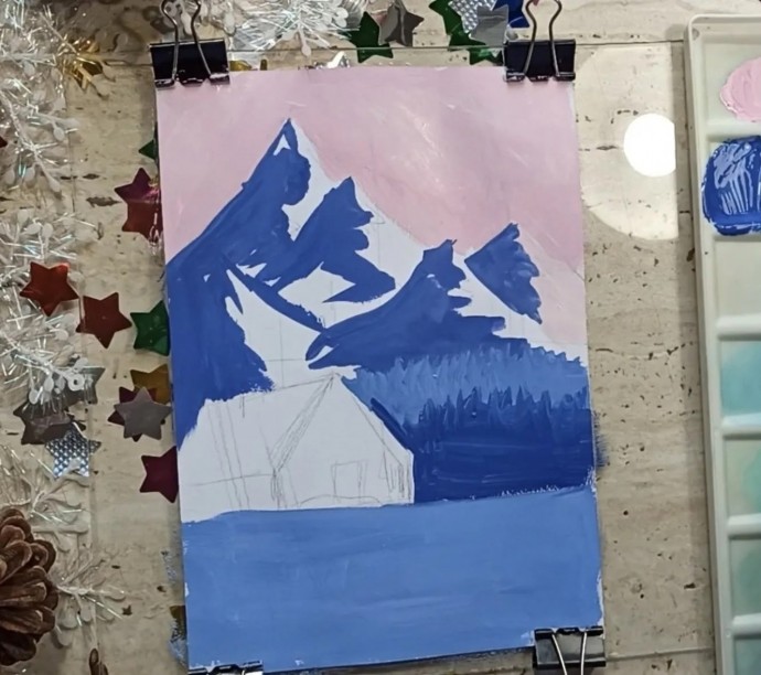 Рисуем снежный пейзаж