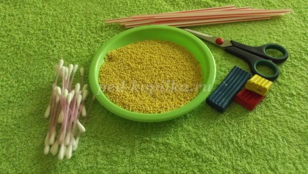 ​Цветочки из ватных палочек