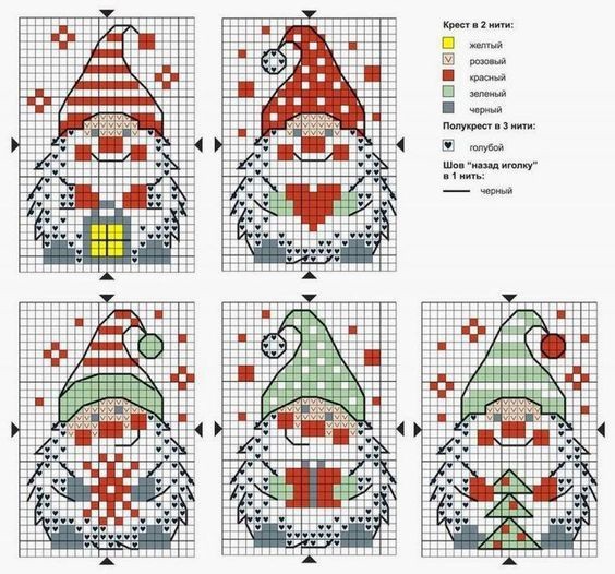 ​Вышиваем новогодних гномиков