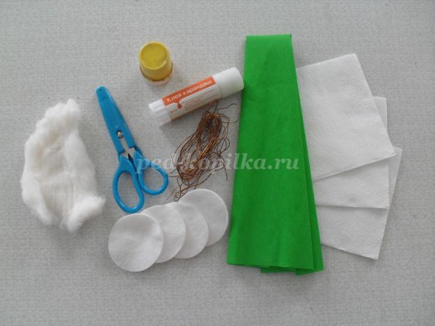 Подснежник из салфеток