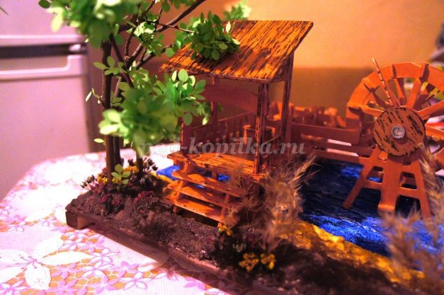 Действующая миниатюра "Весенний пейзаж": мастер-класс, часть 4