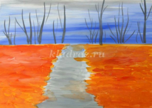 Рисуем с детьми тропинку в осеннем лесу