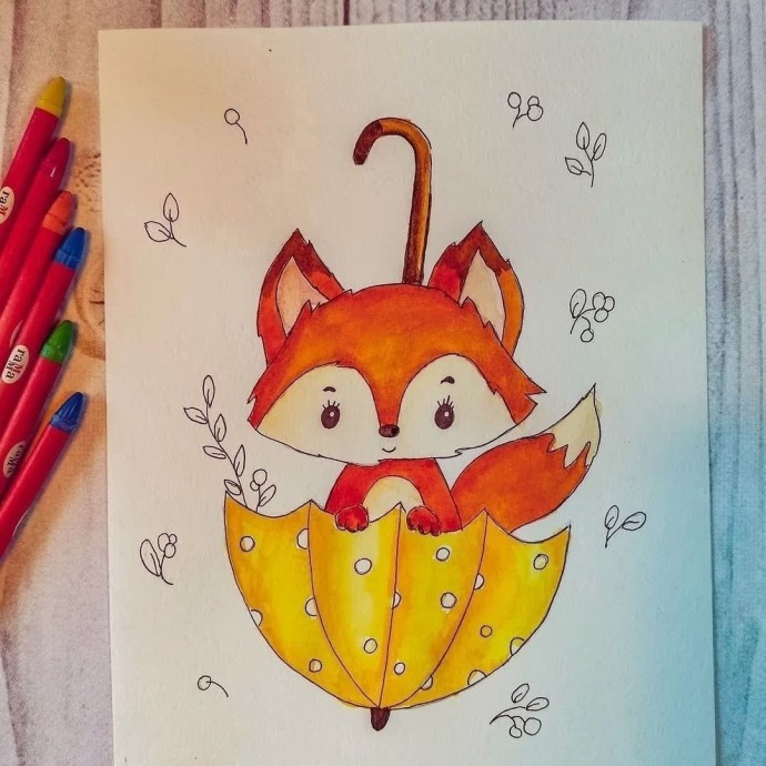 ​Рисуем озорного лисёнка