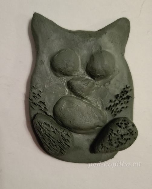 ​Кот из скульптурной глины детскими руками: часть 3