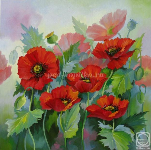Пластилинография на стекле: маки Пластилинография на стекле: маки