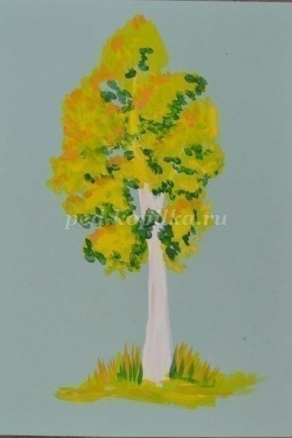 Березка гуашью