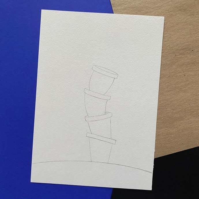 Рисунок с горшками и птичками Рисунок с горшками и птичками