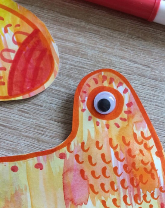 ​Курочка в смешанной технике