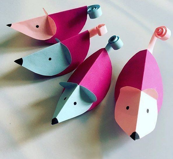 Объемные мышки из цветной бумаги Объемные мышки из цветной бумаги