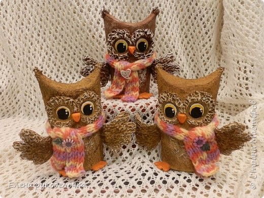 Сова из картонных втулок