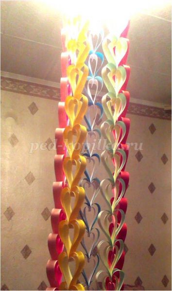 Гирлянда из бумажных полос "Сердечки": часть 1 Гирлянда из бумажных полос "Сердечки": часть 1