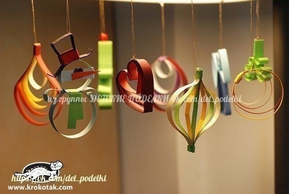 Ёлочные игрушки из бумажных полосок Ёлочные игрушки из бумажных полосок