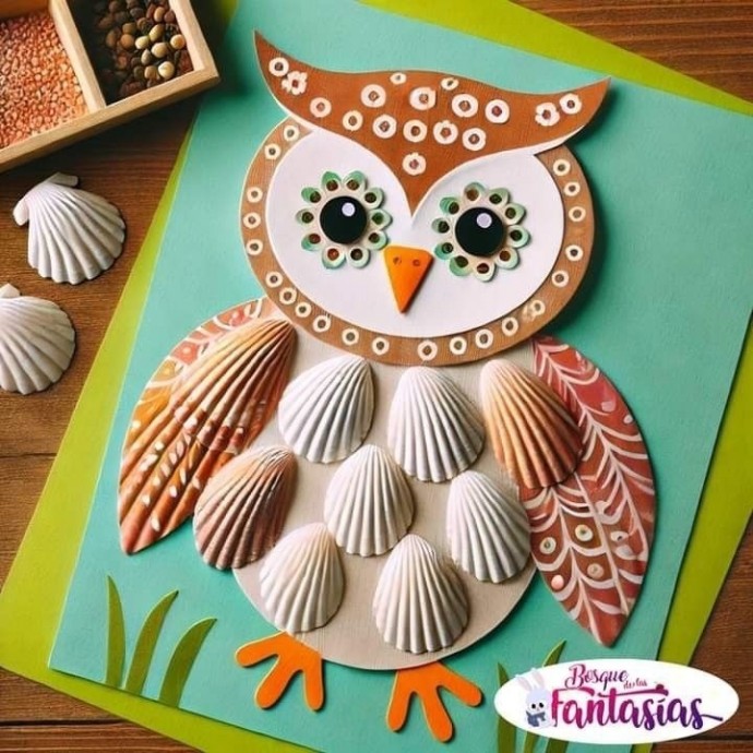 Аппликации зверушек с ракушками Аппликации зверушек с ракушками