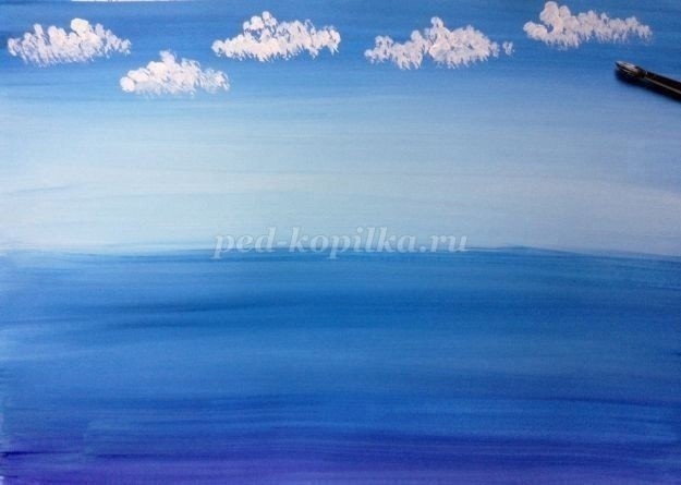 ​Осенний пейзаж у водоёма гуашью