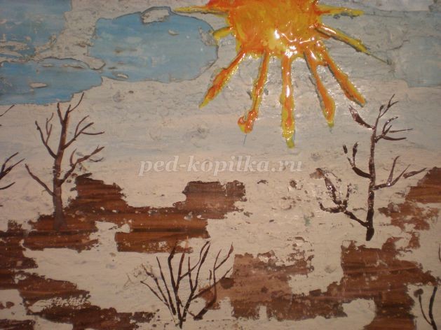 ​Ранняя весна в технике "Граттаж"