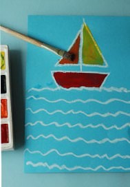 Рисуем кораблик с отражением в воде