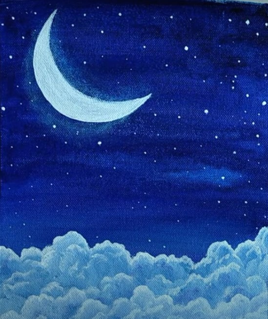 Рисуем Луну с фонарем