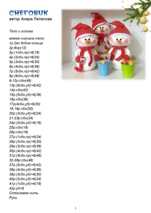 Снеговик из пряжи Снеговик из пряжи