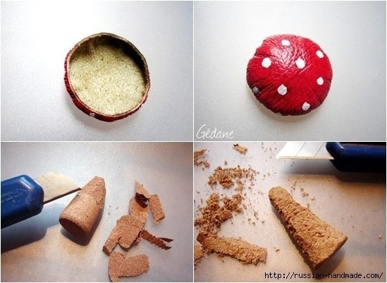 Мухомор из экокожи и пробки Мухомор из экокожи и пробки