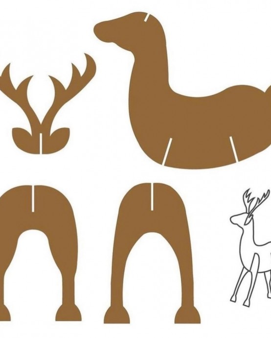 Праздничные олени из картона