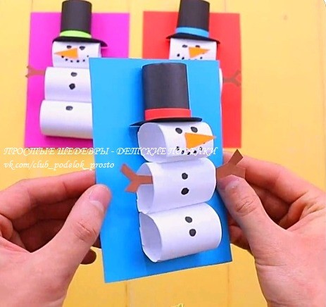 ​Объемный снеговичок из бумаги