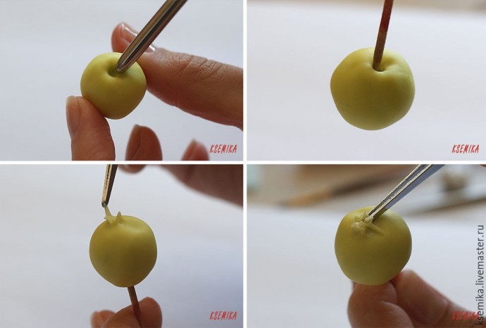 Веточка яблони из полимерной глины