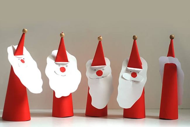 Забавный Дед Мороз из цветной бумаги