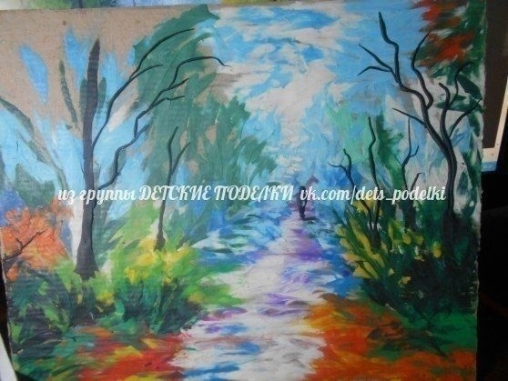 ​Пластилиновая живопись "Осень в лесу"