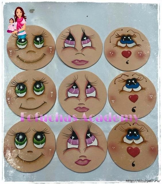 Рисуем глазки и лицо куклам: шаблоны