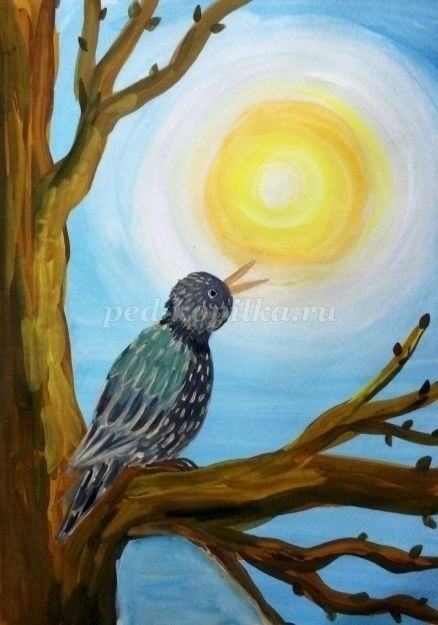 Рисуем скворца гуашью Рисуем скворца гуашью