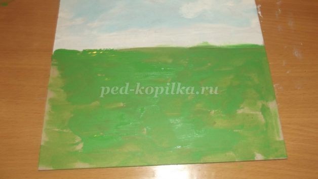 ​Рисуем пейзаж губкой: часть 1