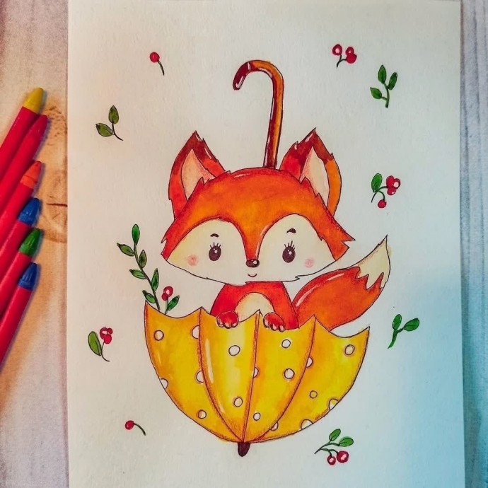 ​Рисуем озорного лисёнка