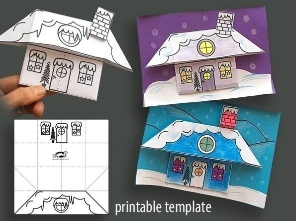 Зимний домик из бумаги Зимний домик из бумаги