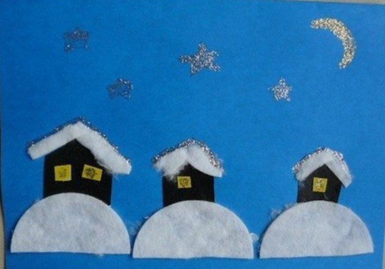 Идеи зимних поделок из ватных дисков