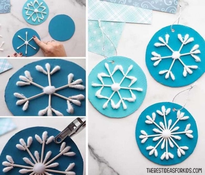 Снежинки в необычной технике Снежинки в необычной технике