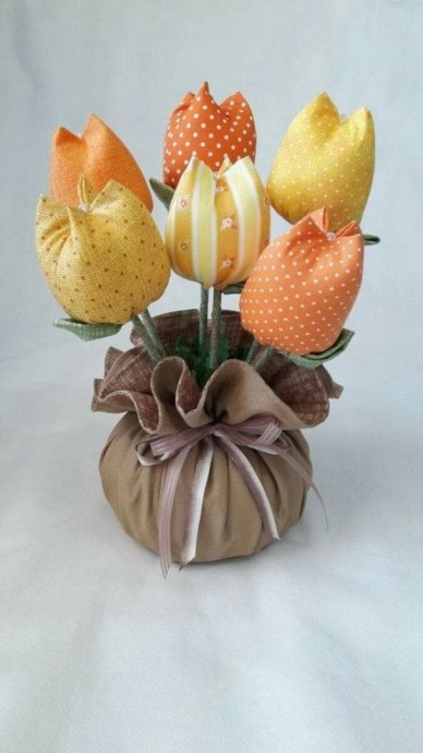 Тюльпаны из ткани