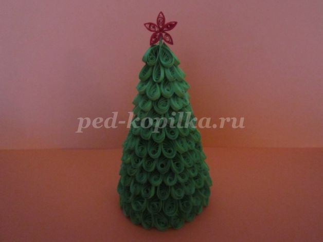 Объёмная новогодняя ёлка в технике квиллинг: часть 3